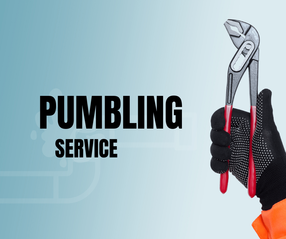 Hand holding wrench, text "Plumbing Service" with typo.