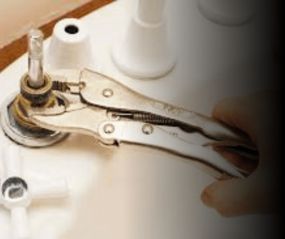 Locking pliers repairing a sink.